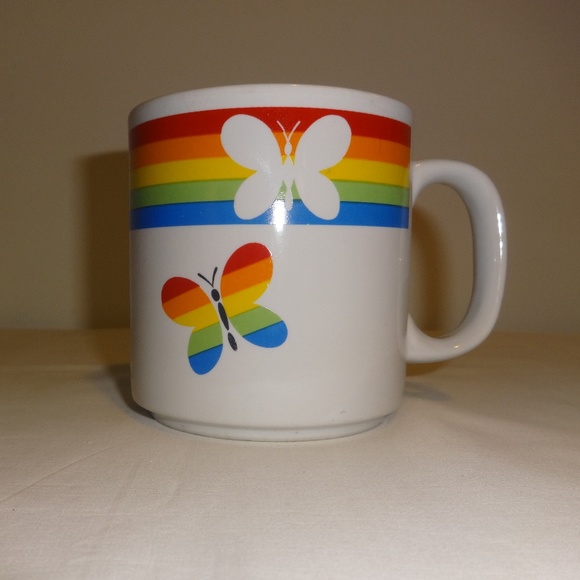 Russ Other - Vintage Rainbow Butterfly Striped Mug by Russ